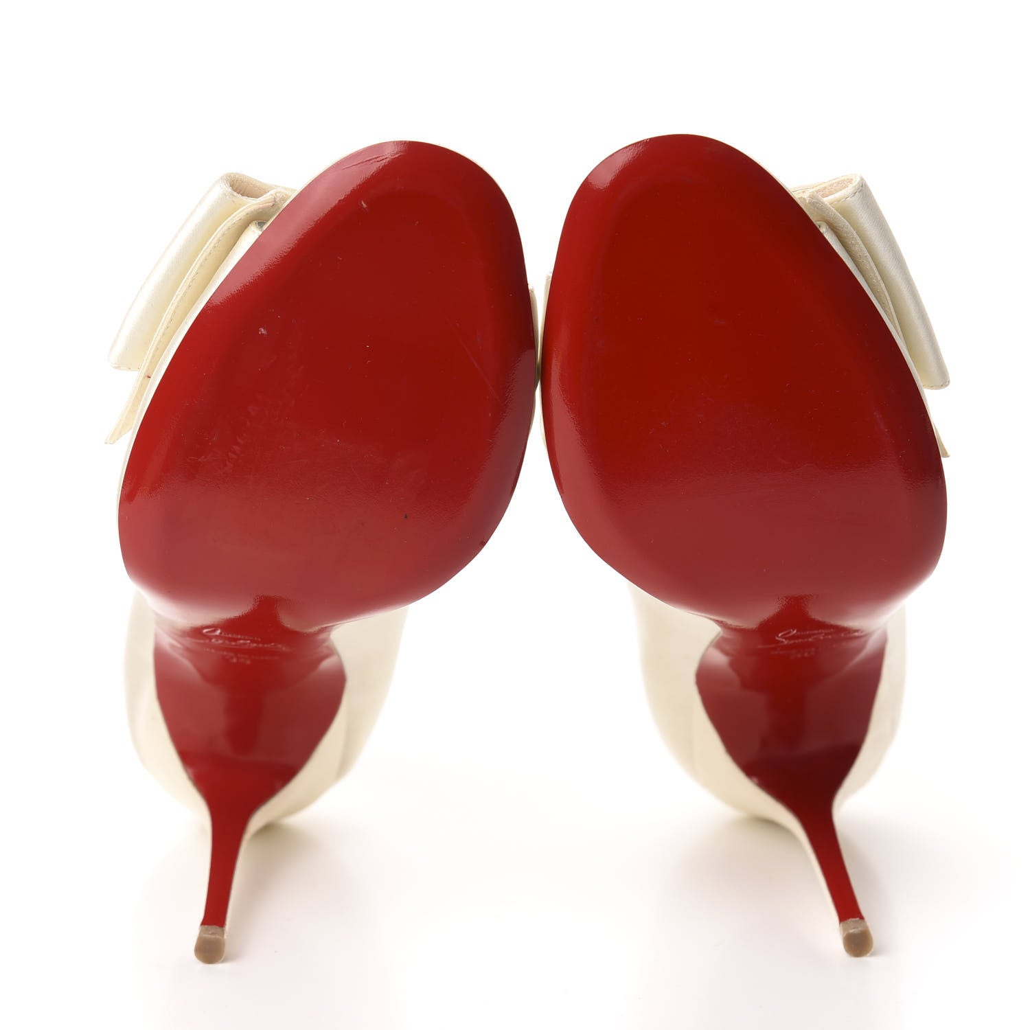 Christian Louboutin Crepe Satin Just Soon 100 Peep Toe Pumps 38 Off White 6 of 14
