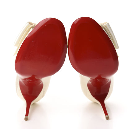Christian Louboutin Crepe Satin Just Soon 100 Peep Toe Pumps 38 Off White 6 of 14