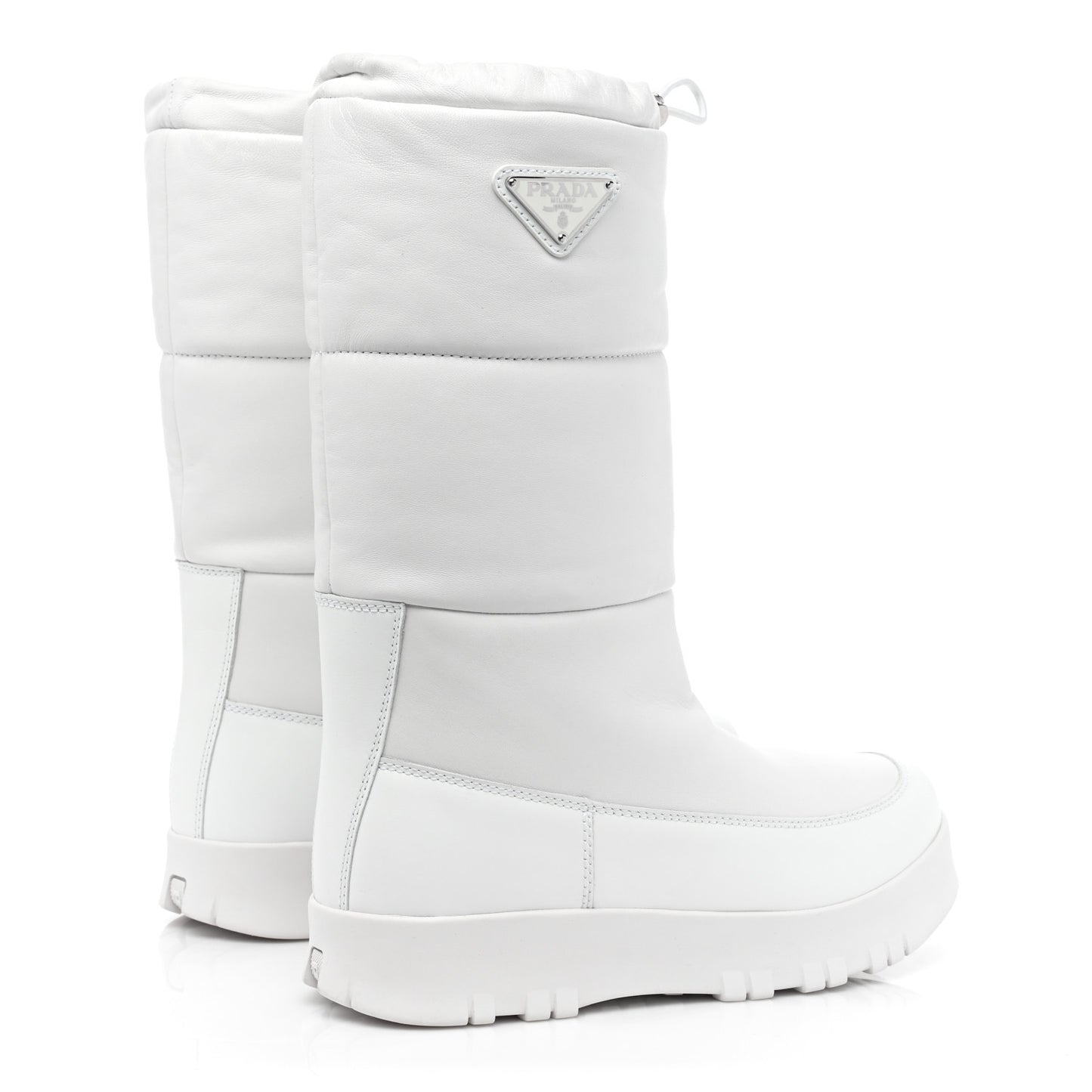 Nappa Metal Triangle Logo Padded Moon Boots 40 White