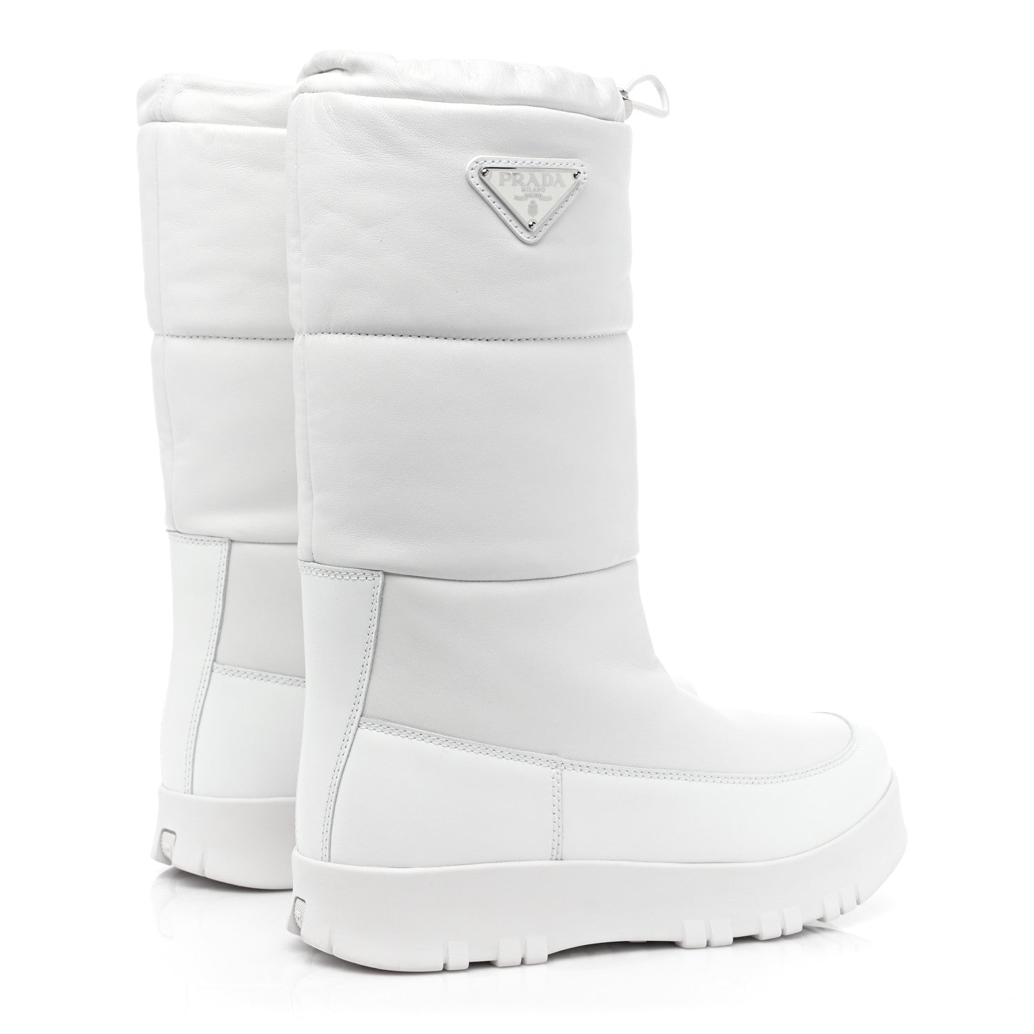 Prada Nappa Metal Triangle Logo Padded Moon Boots 40 White 4 of 10