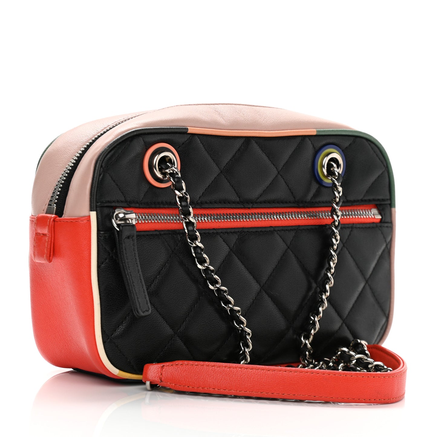 Calfskin Quilted Cuba Camera Bag Black Multicolor
