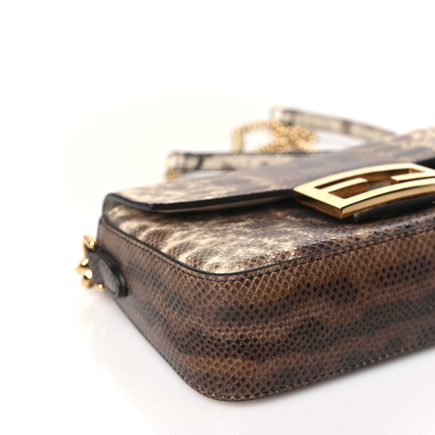 Vitello Karung Effect FF Mini Baguette Beige