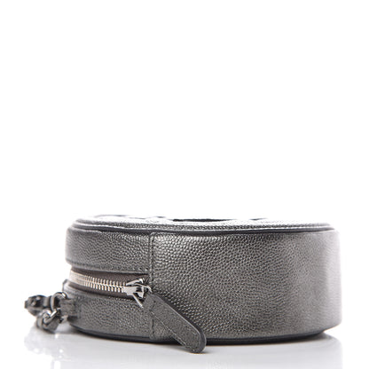 Chanel Metallic Caviar Quilted Round Filigree Crossbody Dark Silver 4 of 8