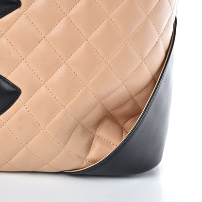 Chanel Calfskin Quilted Medium Cambon Tote Beige Black 16 of 20