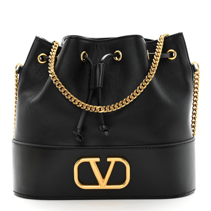 Valentino Garavani Nappa Mini VLogo Signature Chain Bucket Bag Black 1 of 10