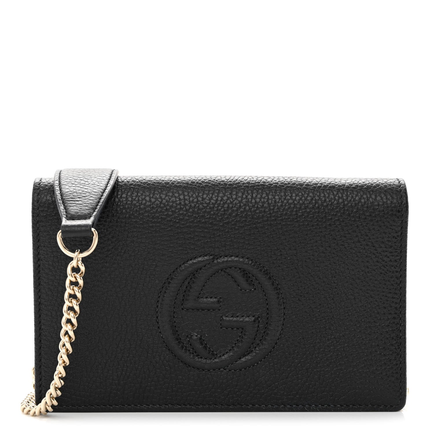 Gucci Pebbled Calfskin Soho Wallet on Chain Black 1 of 9