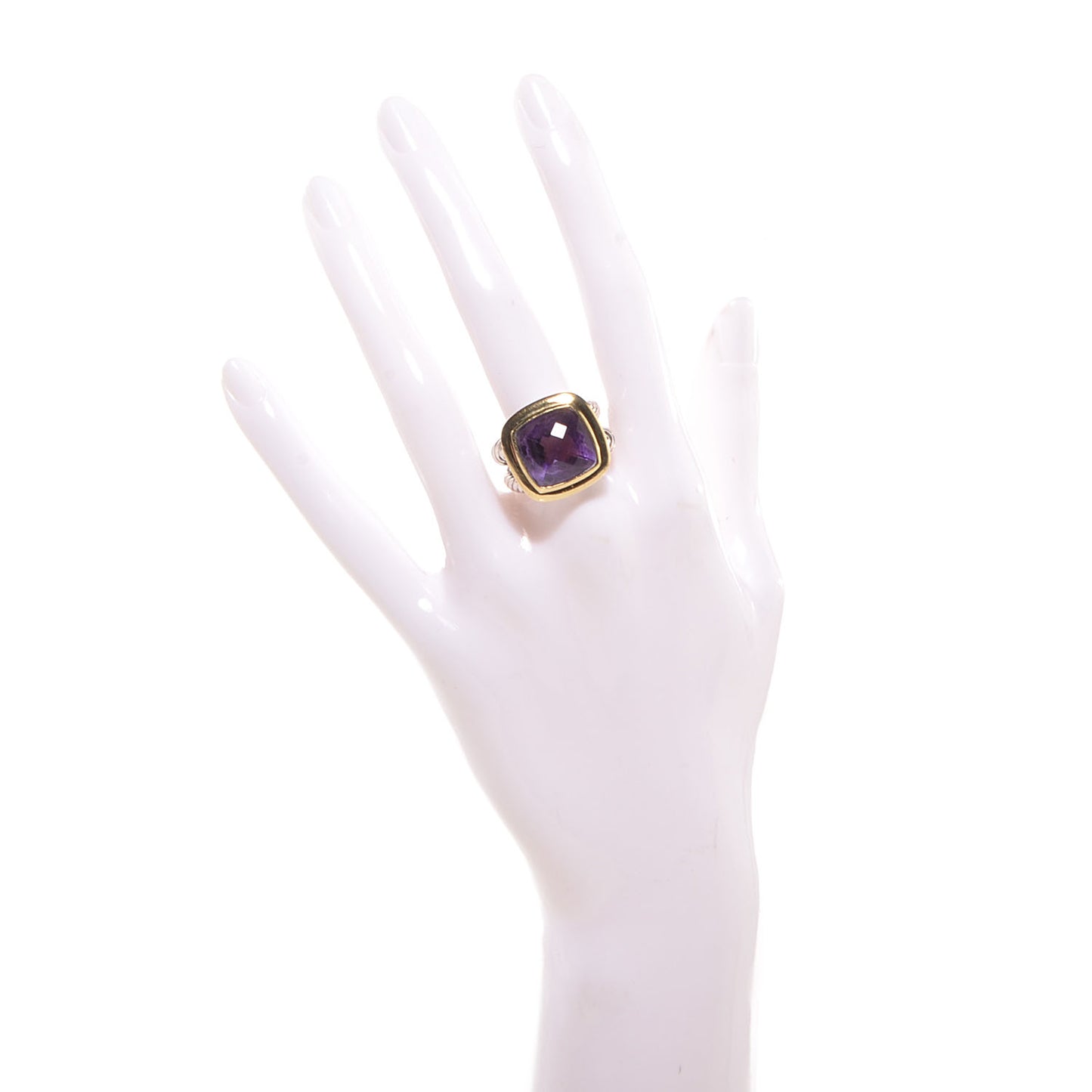Sterling Silver 18K Yellow Gold Amethyst 17mm Albion Ring 57 8
