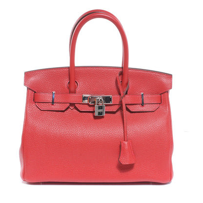 Hermes Taurillon Clemence Birkin 30 Rouge Casaque 1 of 9