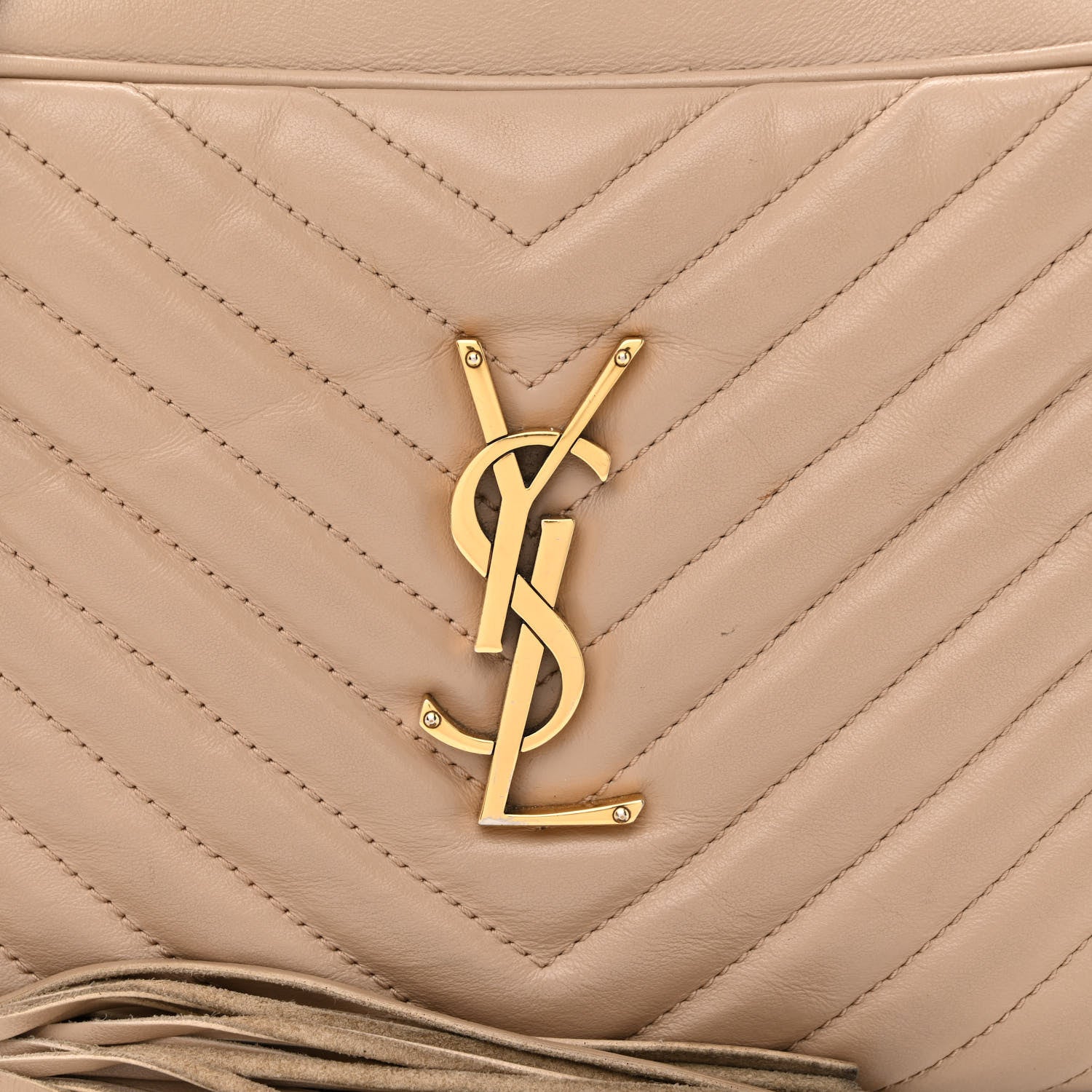 Saint Laurent Calfskin Matelasse Monogram Lou Camera Bag Dark Beige 9 of 15