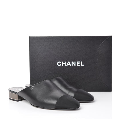 Chanel Lambskin Grosgrain Cap Toe CC Mules 39 Black 11 of 11