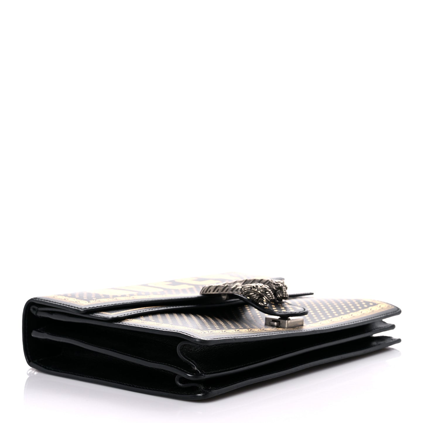 X SEGA Calfskin GUCCY Stars Medium Dionysus Shoulder Bag Black Gold