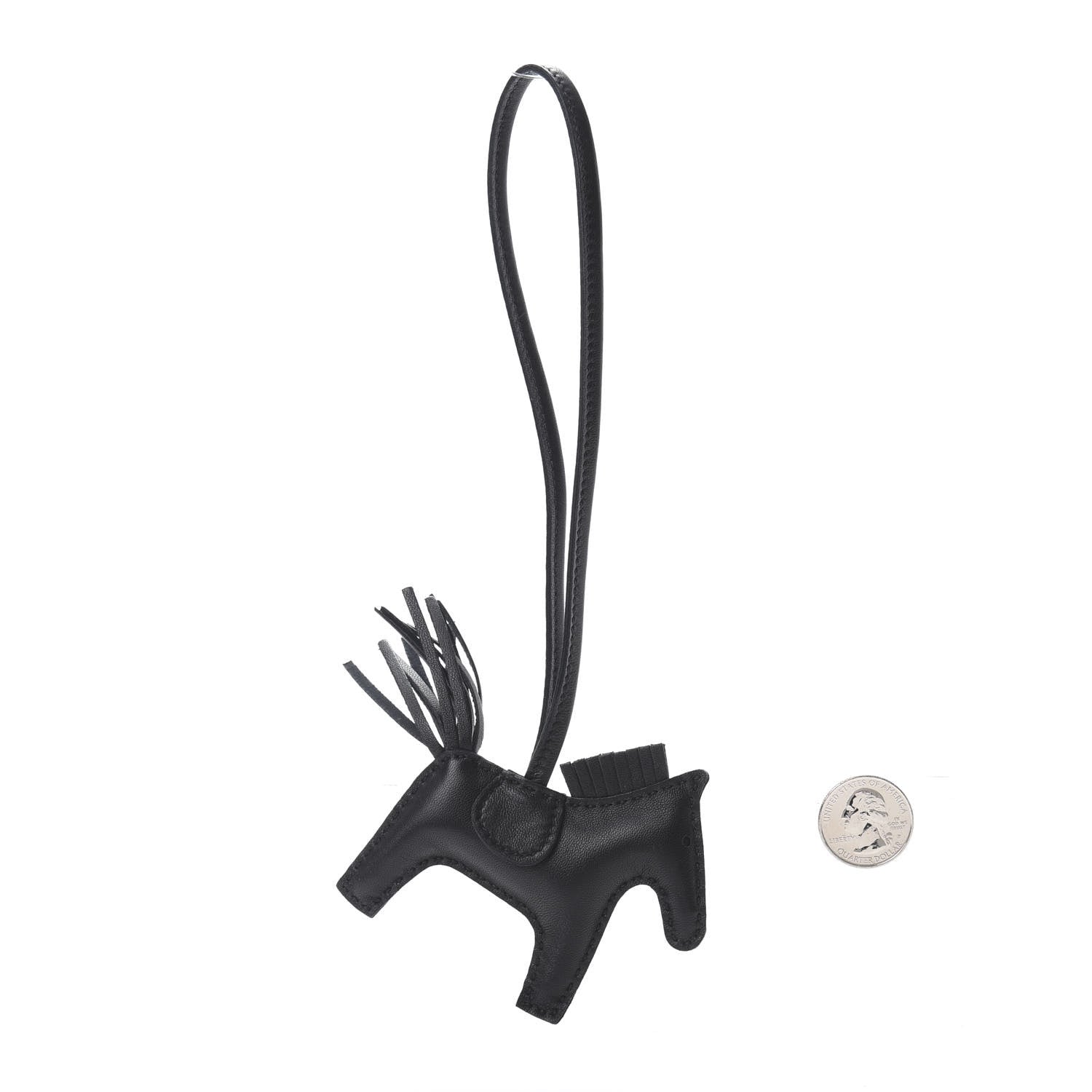 Hermes Milo Lambskin Grigri Rodeo Horse Bag Charm PM So Black 2 of 5