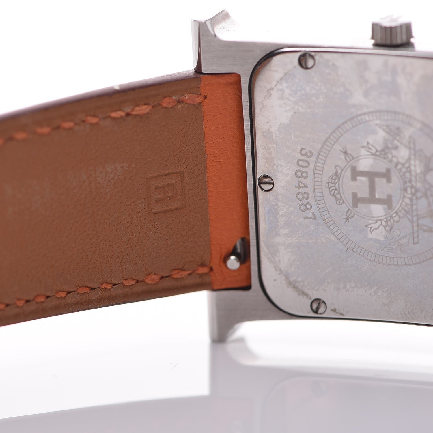 Hermes Stainless Steel Swift 26mm Heure H Hour Quartz Watch Orange 5 of 7