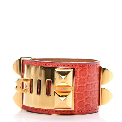 Hermes Shiny Alligator Collier De Chien CDC Bracelet S Geranium 2 of 5