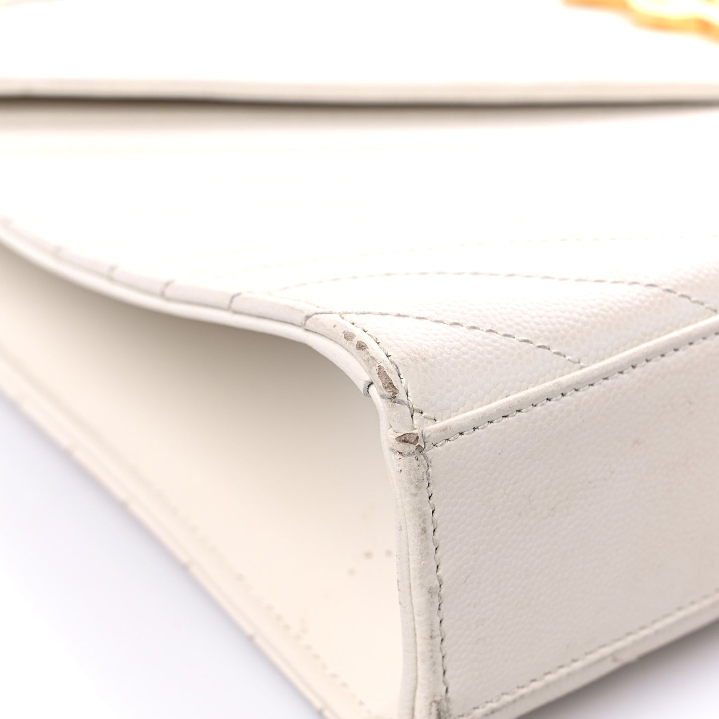Grain De Poudre Matelasse Chevron Large Monogram Satchel Dove White