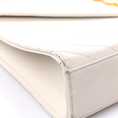 Saint Laurent Grain De Poudre Matelasse Chevron Large Monogram Satchel Dove White 7 of 15