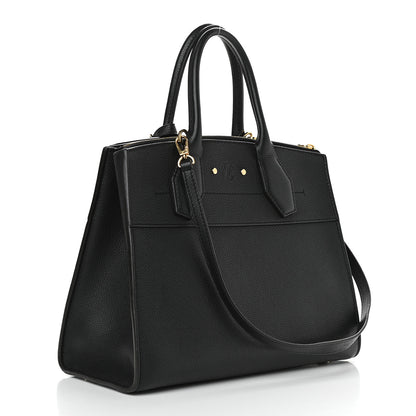 Louis Vuitton Calfskin City Steamer MM Black 2 of 16