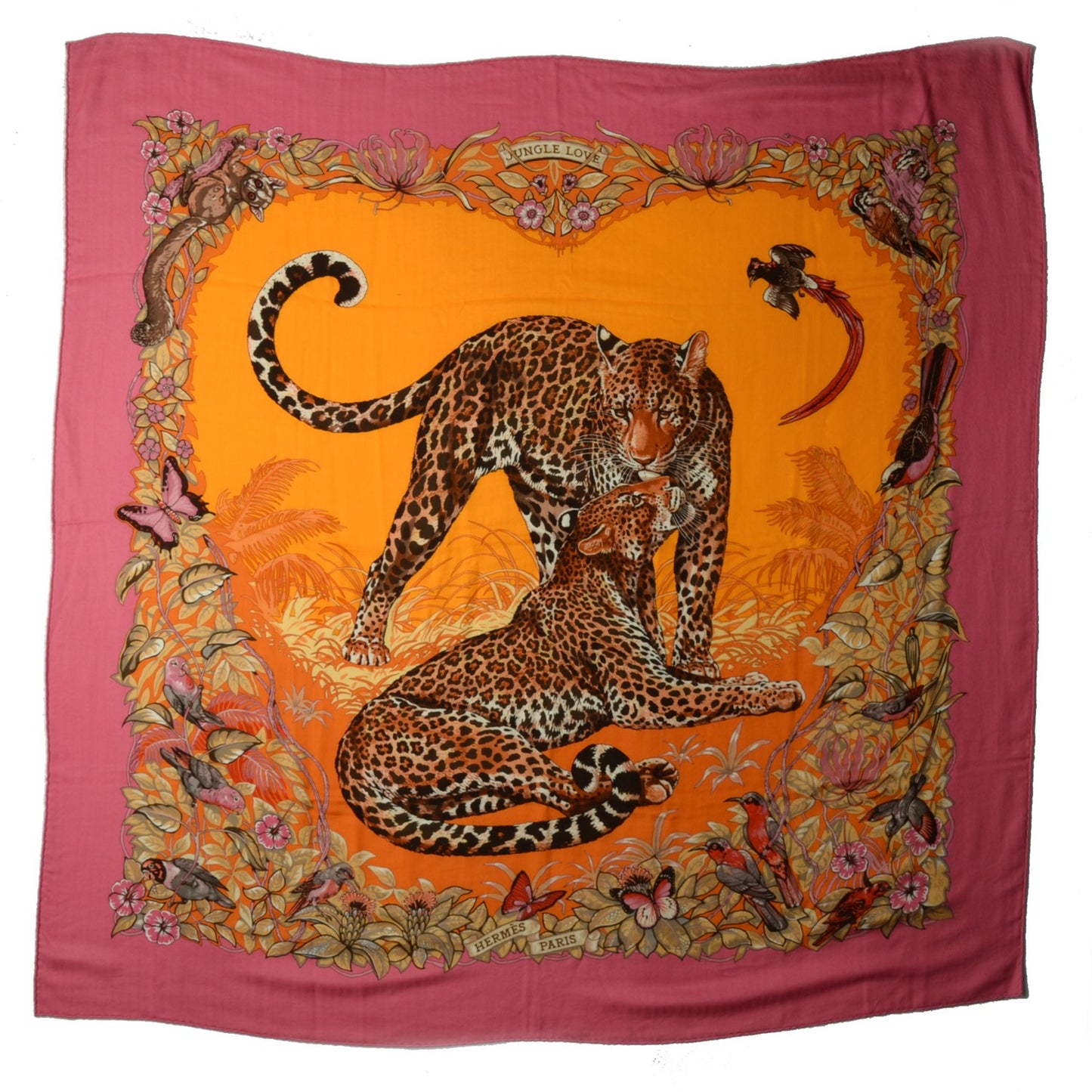 Cashmere Silk Jungle Love Shawl 140 Buvard Pink Sun Brown