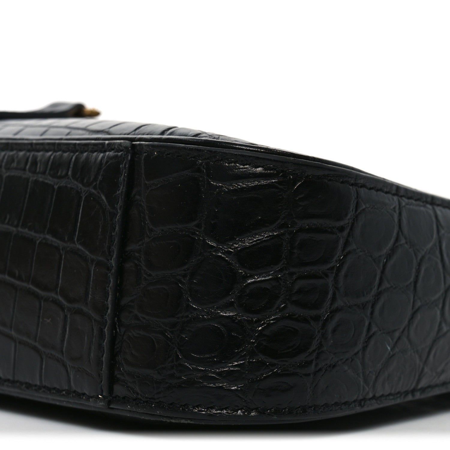 Saint Laurent Calfskin Crocodile Embossed Le 5 A 7 Hobo Black 10 of 10