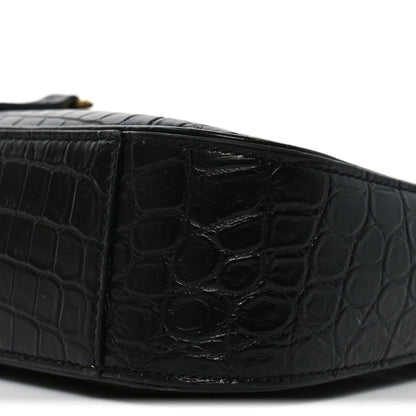 Saint Laurent Calfskin Crocodile Embossed Le 5 A 7 Hobo Black 10 of 10