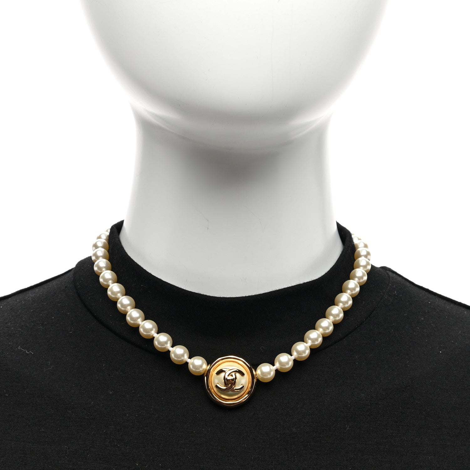 Chanel Crystal Pearl CC Choker Necklace Gold 2 of 5