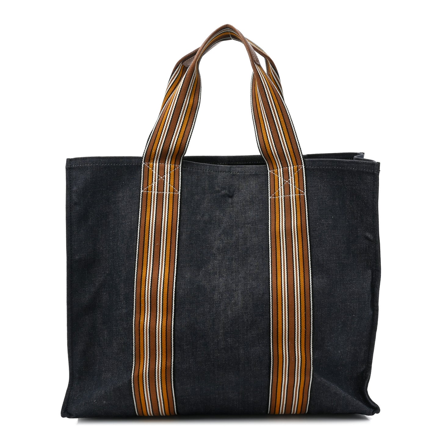 Denim Cotton Canvas The Suitcase Stripe Tote Blue