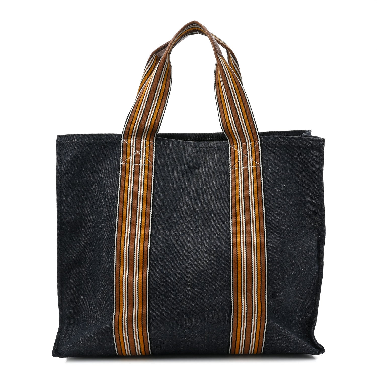 Loro Piana Denim Cotton Canvas The Suitcase Stripe Tote Blue 1 of 11