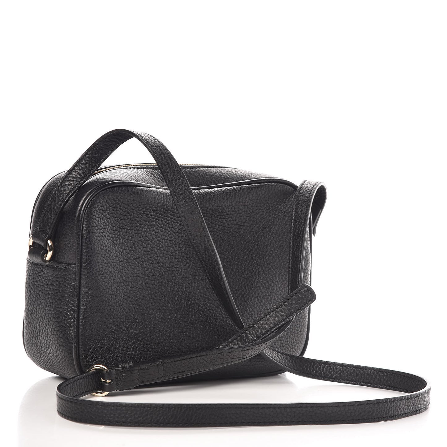 Pebbled Calfskin Small Soho Disco Bag Black