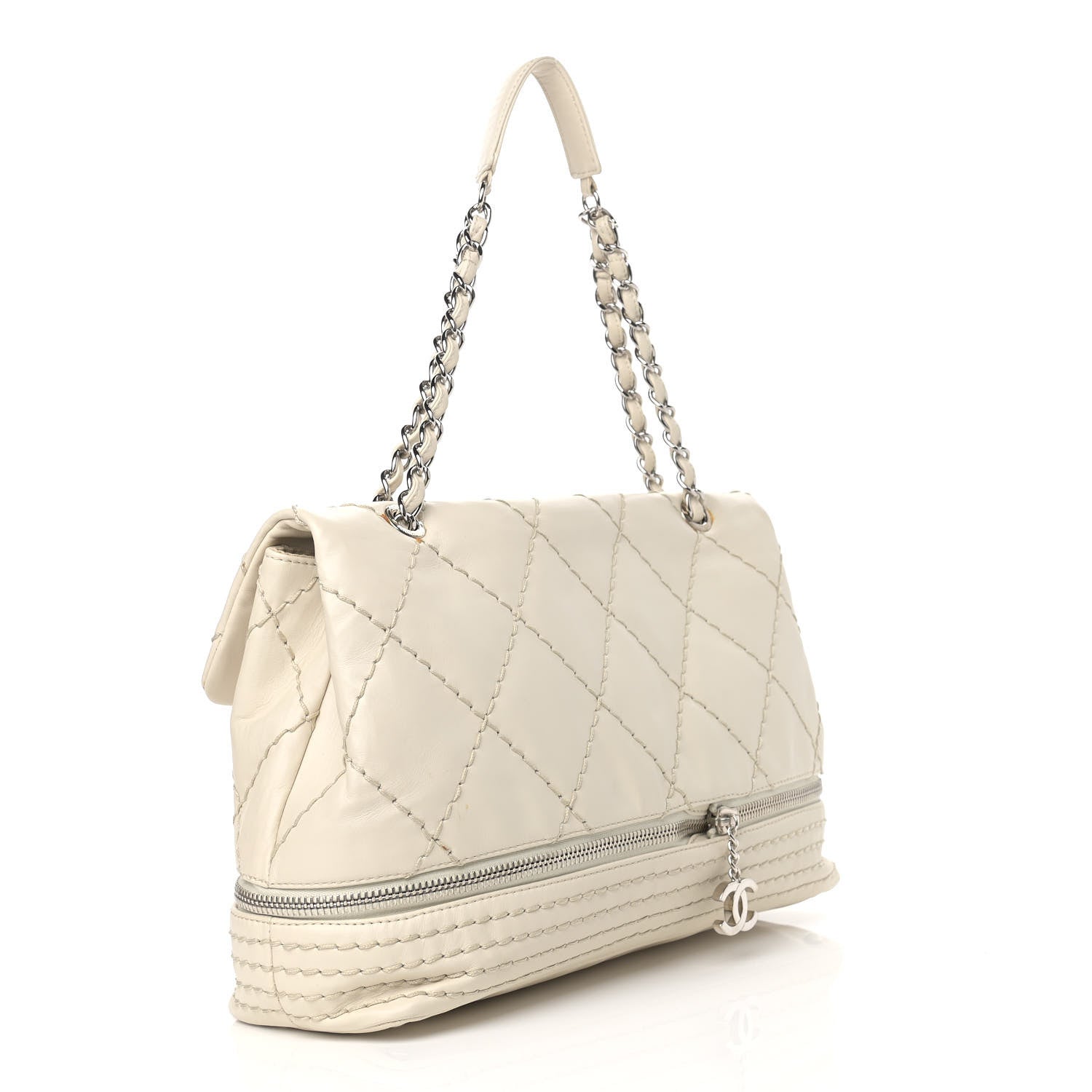 Chanel Calfskin Stitched Large Expandable Flap Bag White 4 of 15