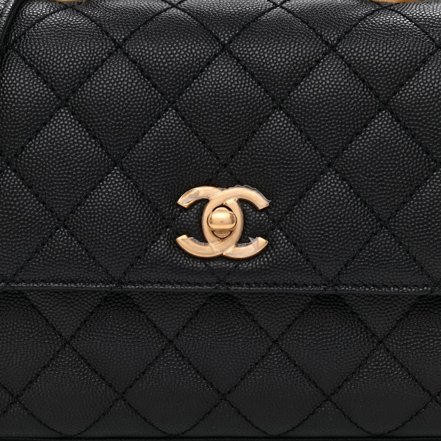 Caviar Quilted Mini Coco Handle Flap Black