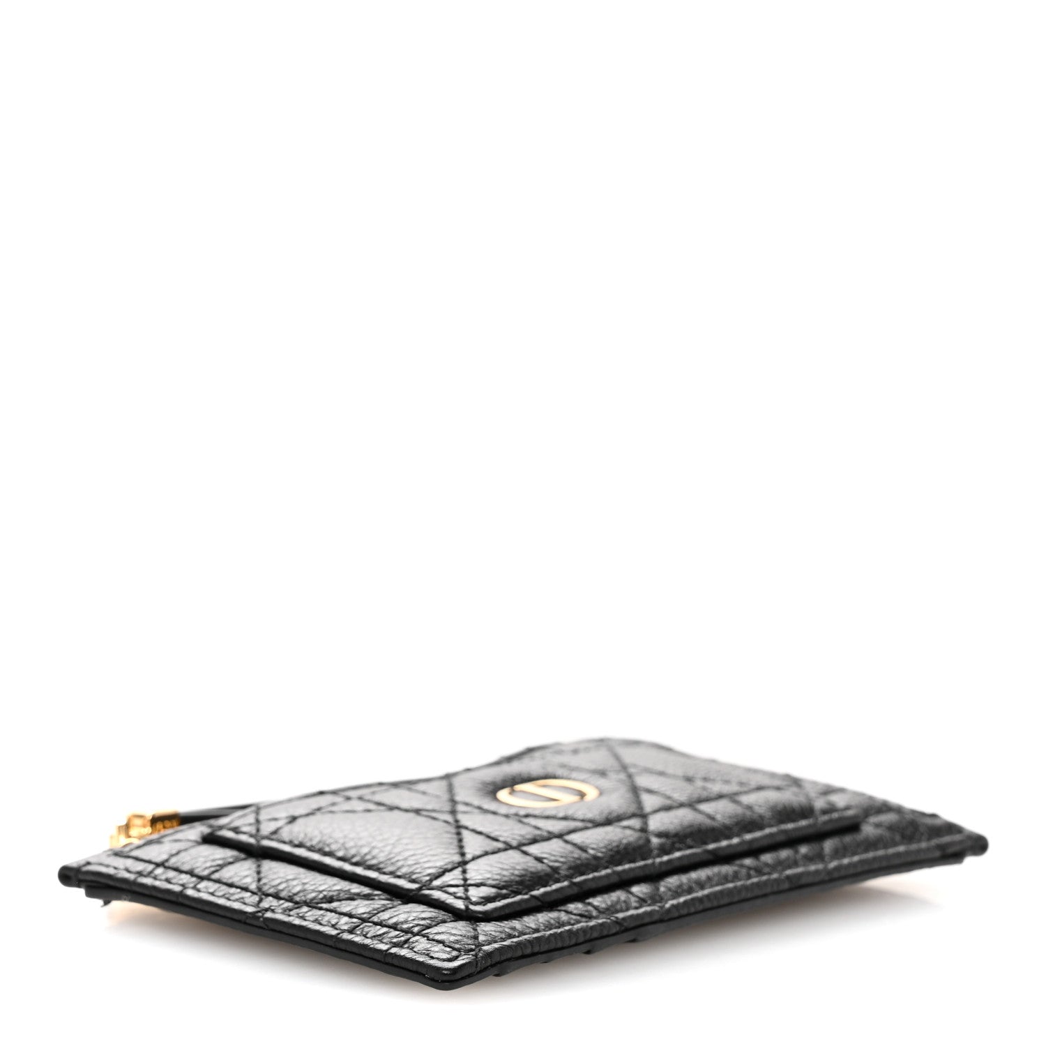 Christian Dior Supple Calfskin Cannage Caro Cosmos Zipped Card Holder Black 4 of 11