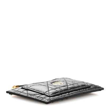 Christian Dior Supple Calfskin Cannage Caro Cosmos Zipped Card Holder Black 4 of 11