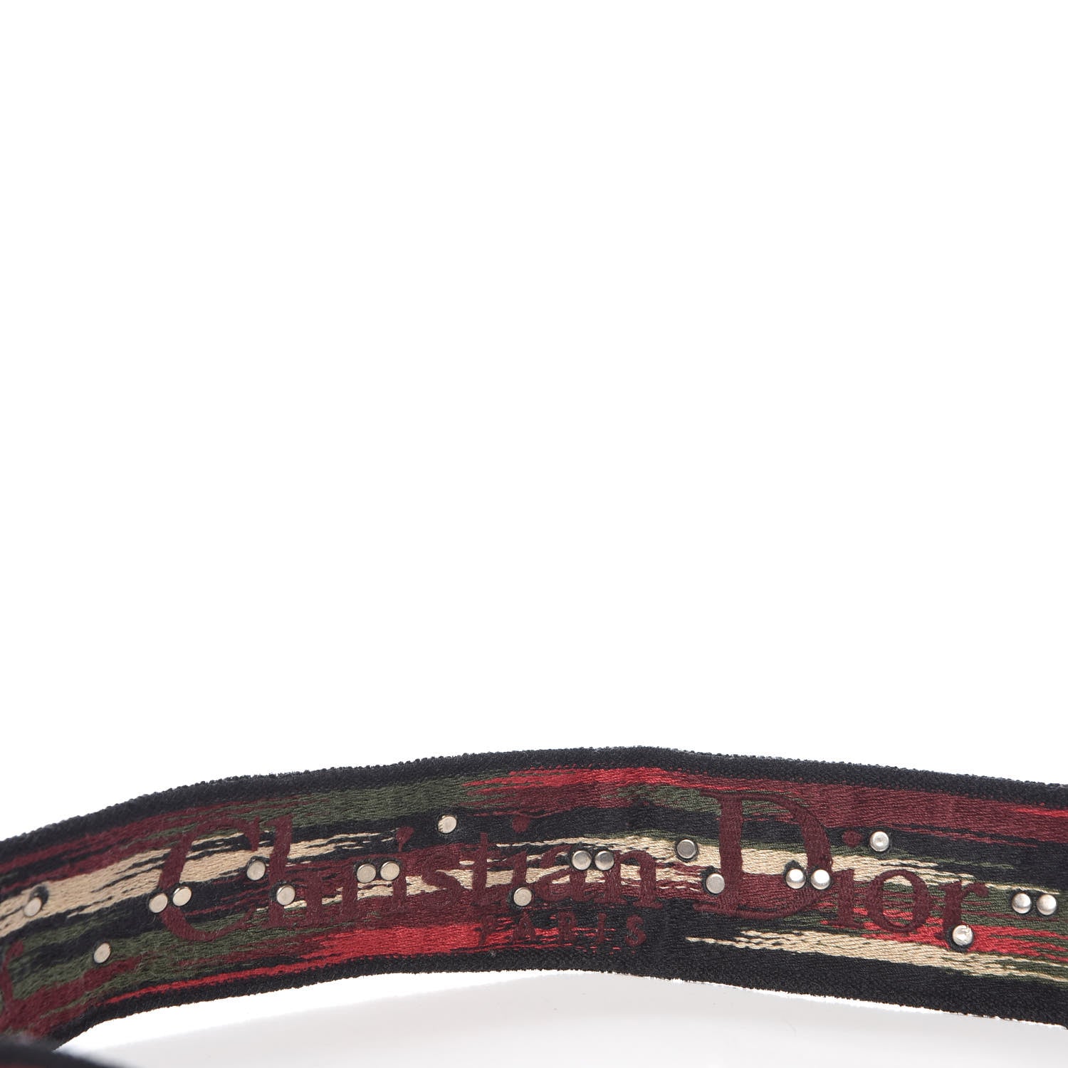 Christian Dior Canvas Embroidered Studded Bohemian Shoulder Strap Red 3 of 6