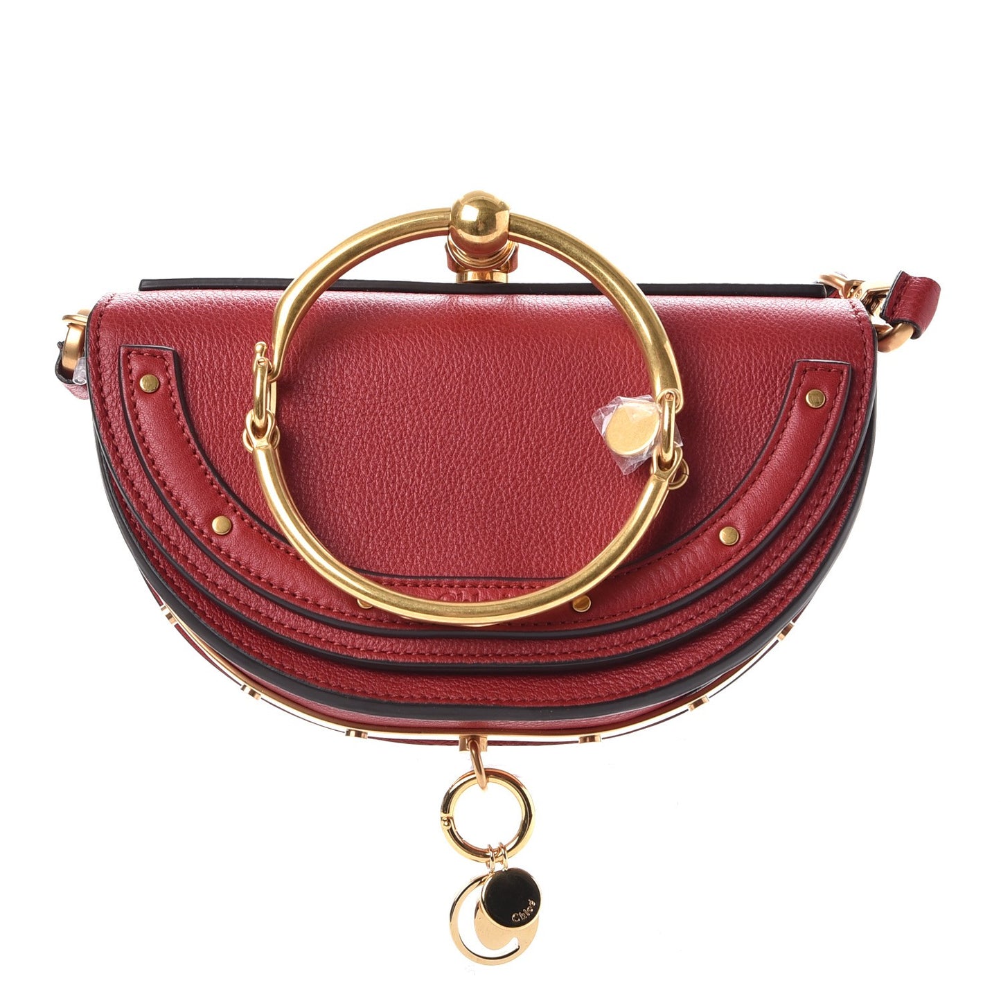 Calfskin Small Nile Bracelet Minaudiere Bag Dahlia Red