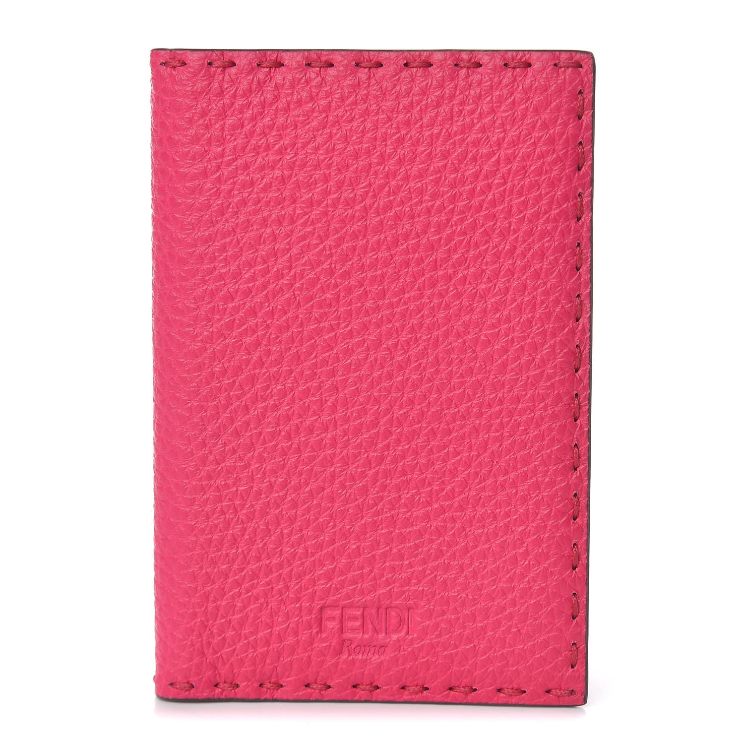 Fendi Cuoio Romano Selleria Bi-Color Passport Cover Fuxia Papavero 1 of 8
