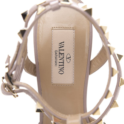 Valentino Garavani Patent Rockstud Ankle Strap Low Heel Pumps 37.5 Navy Poudre 6 of 8