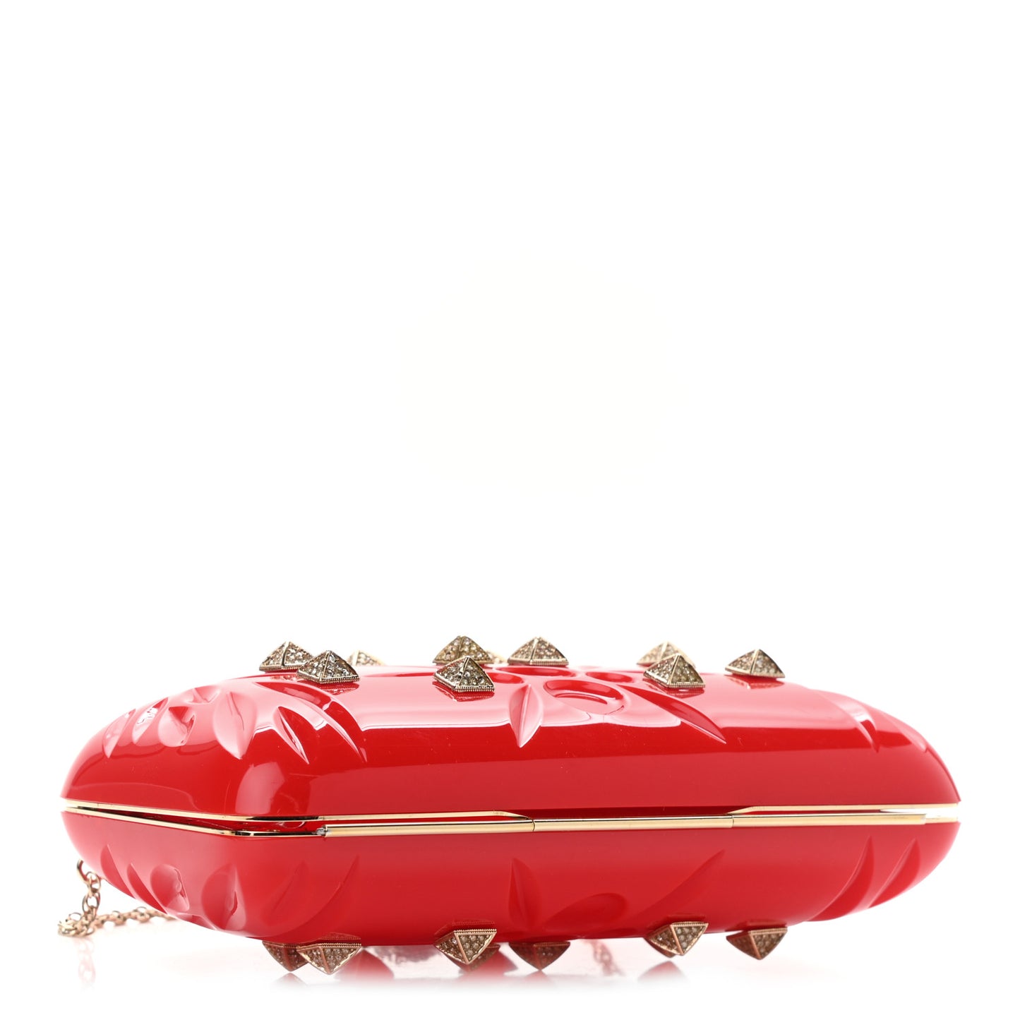 Acrylic Rockstud Minaudiere Clutch Red
