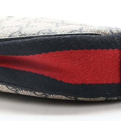 Gucci GG Supreme Monogram Textured Dollar Calfskin Web Mini Ophidia Half Moon Hobo Beige Blue 9 of 9