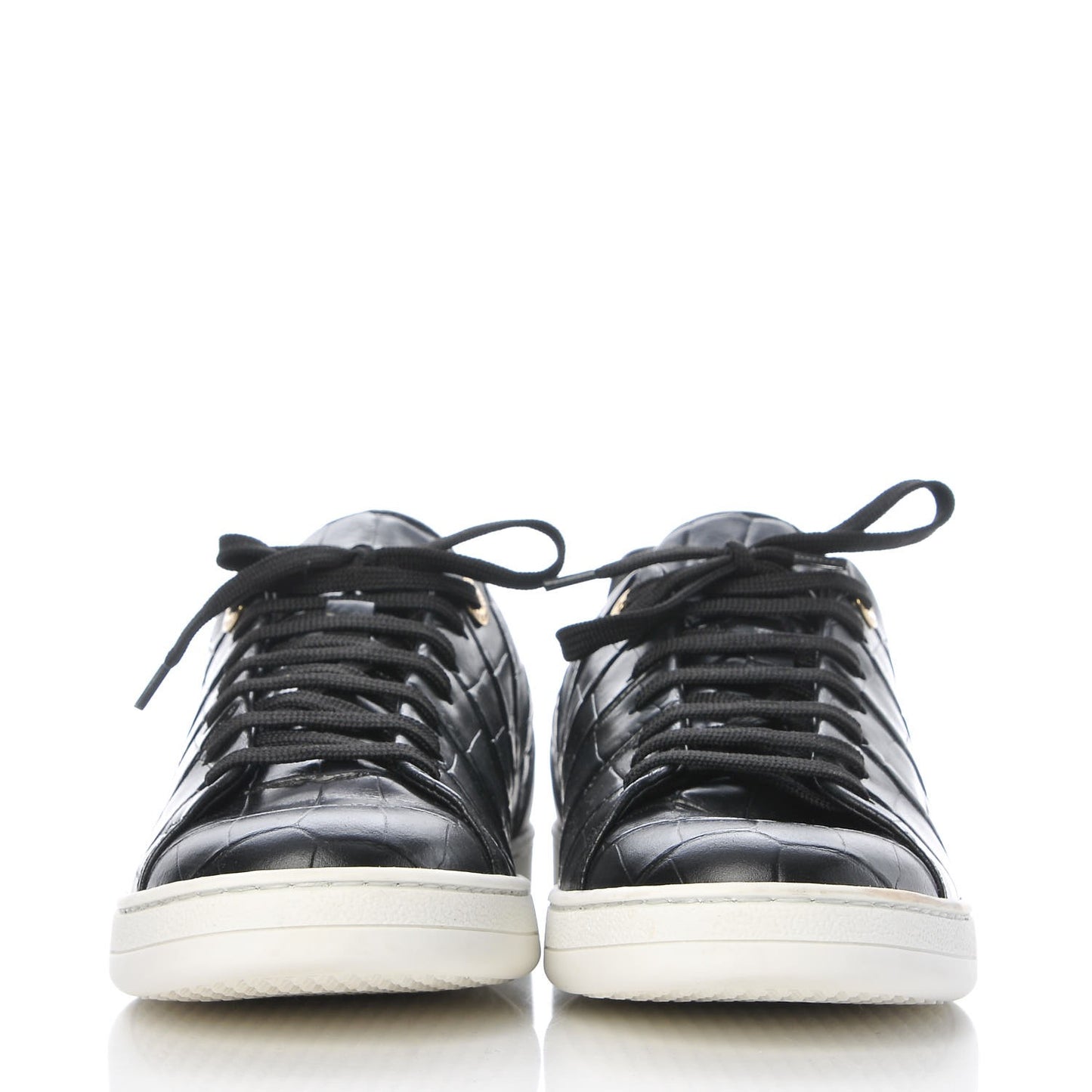Calfskin Crocodile Embossed Frontrow Sneakers 39.5 Black