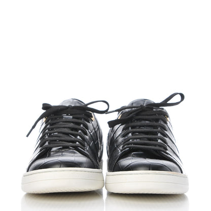 Louis Vuitton Calfskin Crocodile Embossed Frontrow Sneakers 39.5 Black 2 of 11