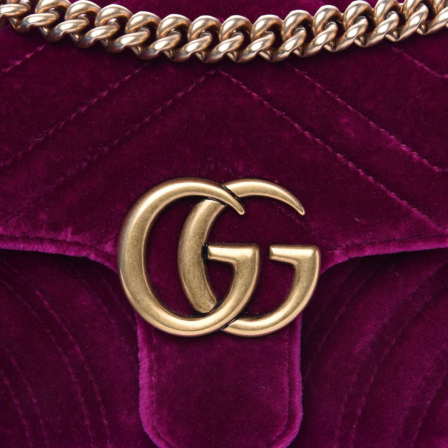 Gucci Velvet Matelasse Mini GG Marmont Shoulder Bag Fuchsia Violet Cyclamen 10 of 11