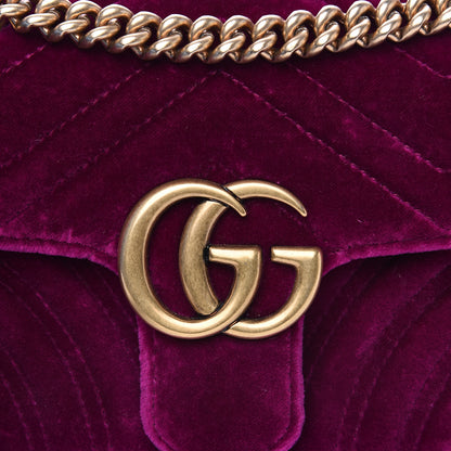 Gucci Velvet Matelasse Mini GG Marmont Shoulder Bag Fuchsia Violet Cyclamen 10 of 11