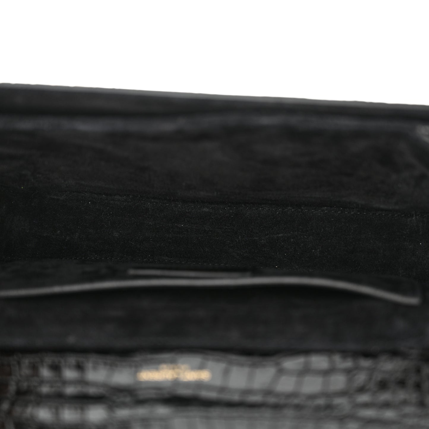 Calfskin Crocodile Embossed Medium Bellechasse Satchel Black