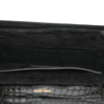 Saint Laurent Calfskin Crocodile Embossed Medium Bellechasse Satchel Black 5 of 13