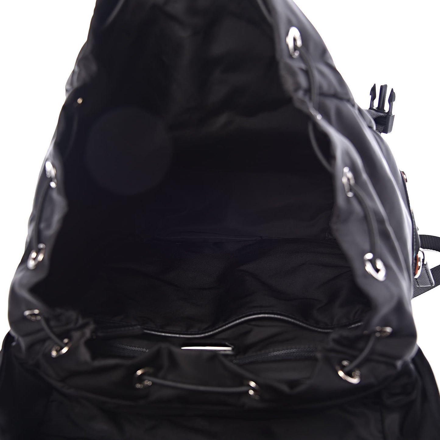 Tessuto Nylon Impunturato Double Buckle Backpack Baltico Black