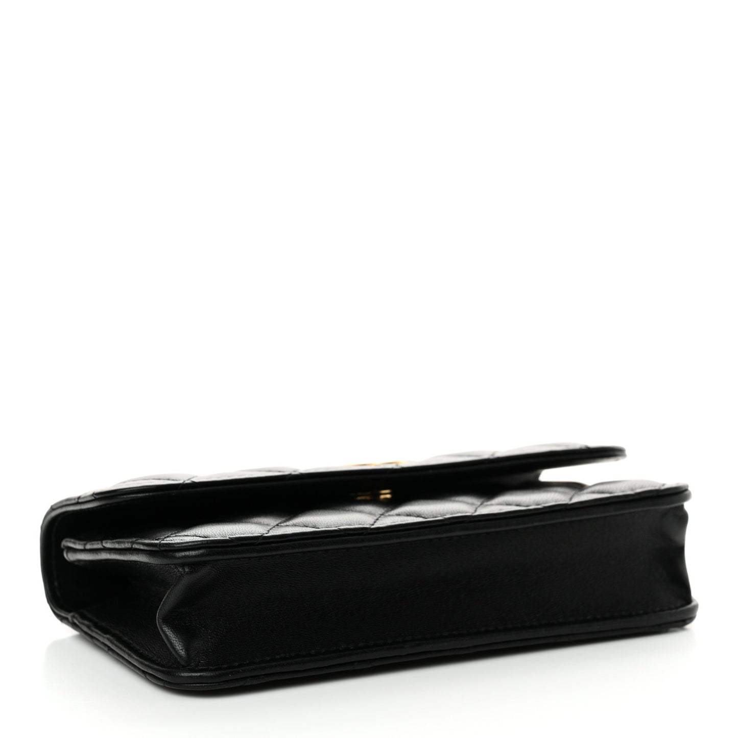 Lambskin Quilted Sweet Camellia Flap Phone Holder With Chain Black