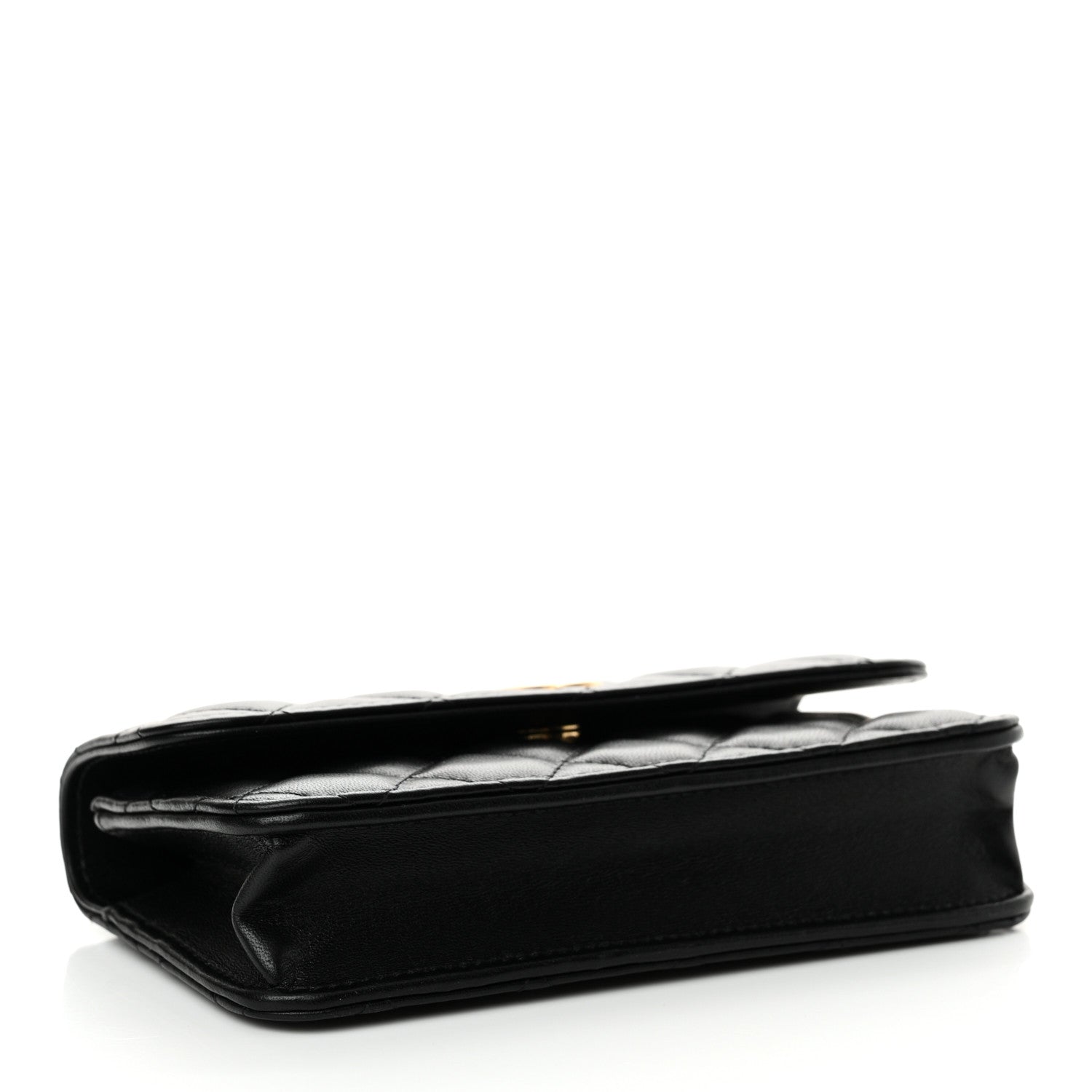 Chanel Lambskin Quilted Sweet Camellia Flap Phone Holder With Chain Black 4 of 12