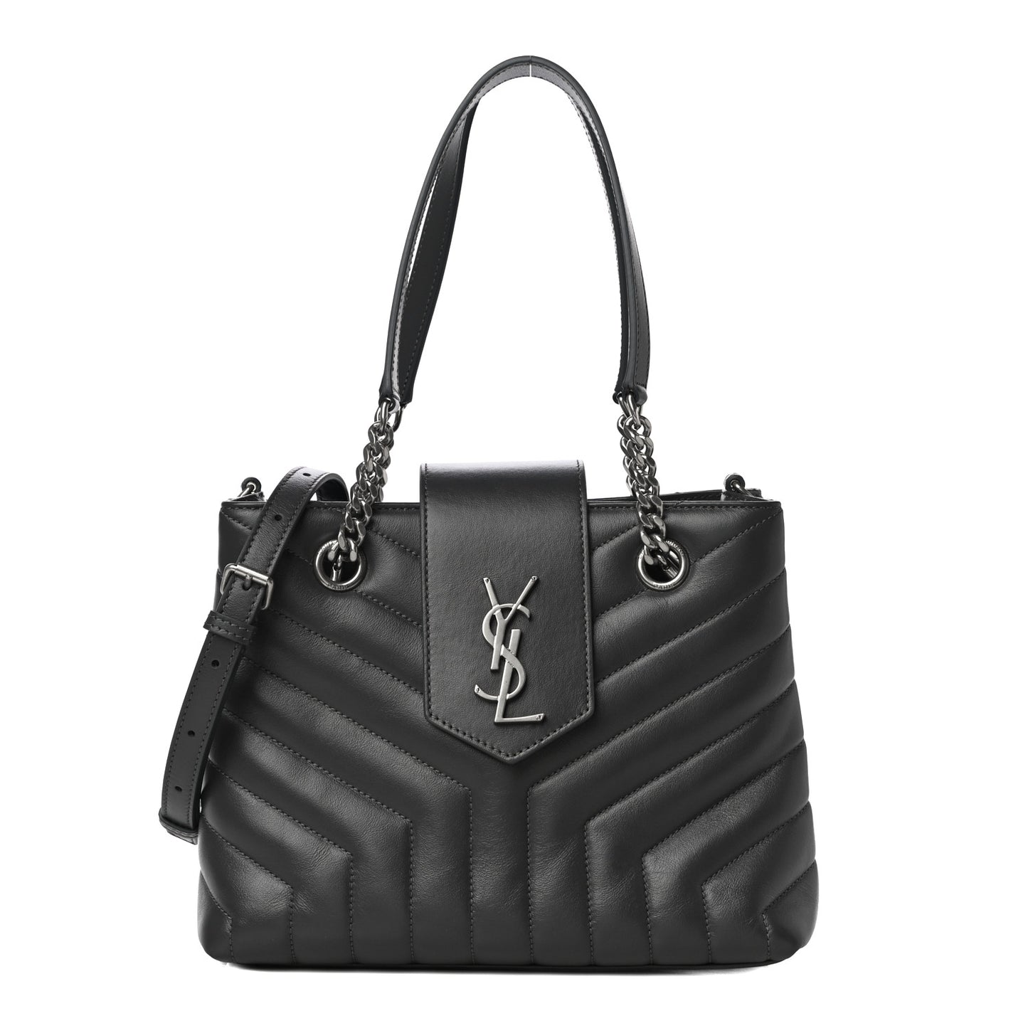 Calfskin Y Quilted Monogram Small Loulou Shopper Grey