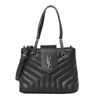 Saint Laurent Calfskin Y Quilted Monogram Small Loulou Shopper Grey 1 of 9