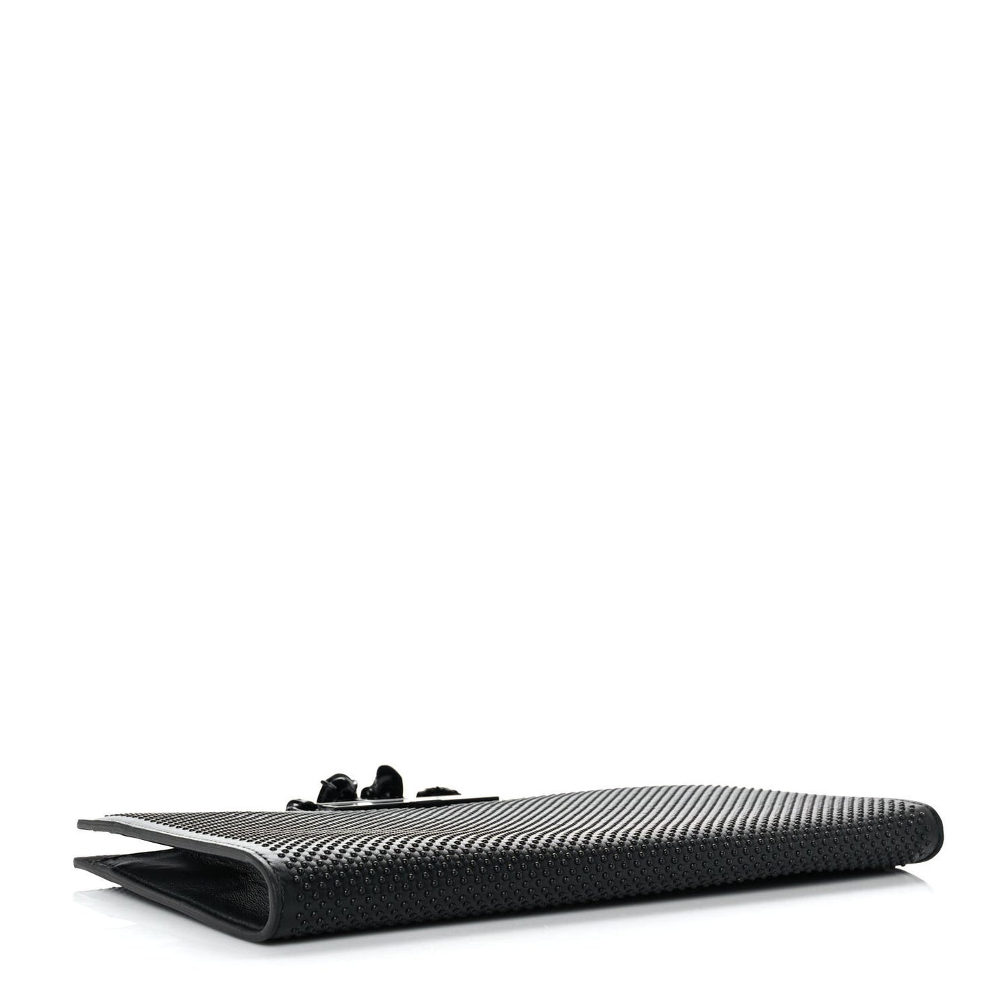 Calfskin Studded Knuckle Flat Clutch Black